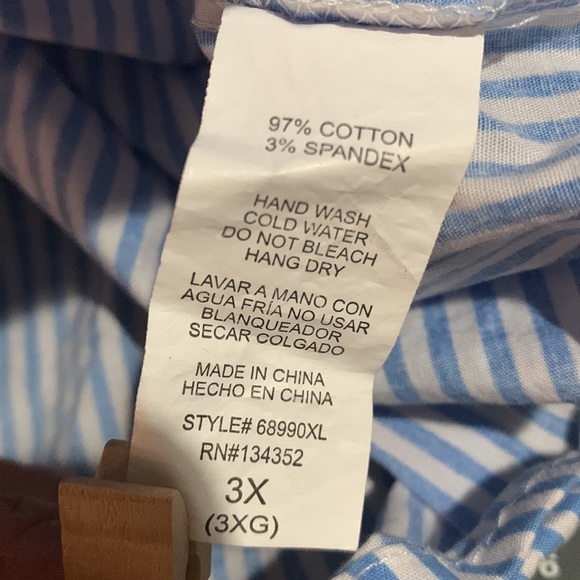 Ambiance floral embroidered blue and white stripped too 3xl - Picture 7 of 7